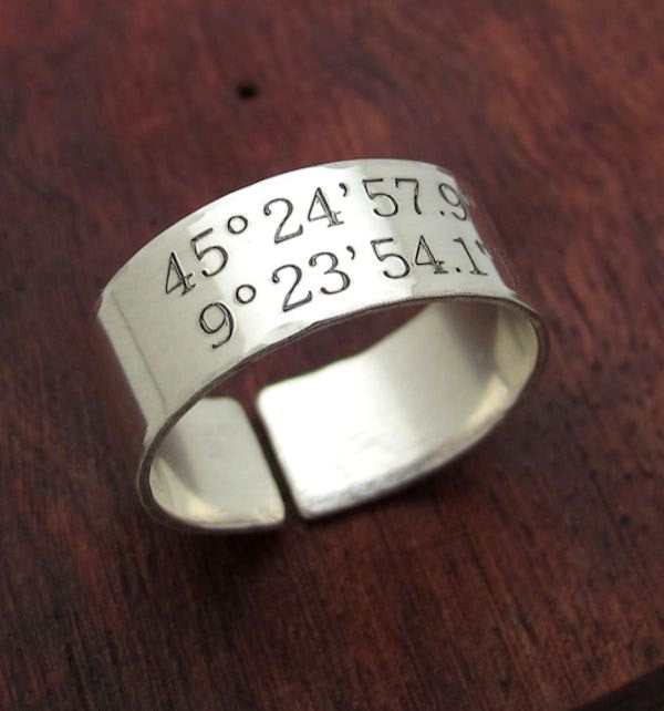 Latitude Longitude Ring / Coordinate orders Ring/ Couple Coordinate Ring/ Custom Location Ring/ Promise Ring/ Titanium Ring