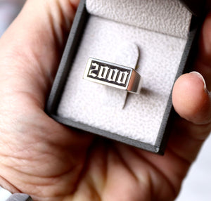 engraved rectangular pinky ring 