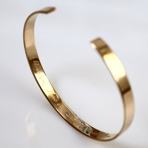 Women personalized stacking gold cuff - 5mm Engraved bangle bracelet