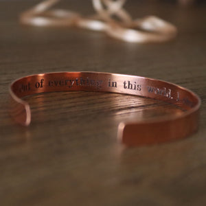 Copper Bracelet for Men or Women Personalized Copper cuff bracelet Custom Engraved Forged Bangle Cuff Copper 7 Year Anniversary Gift