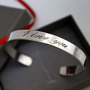 Sterling Silver Bangle for Women - Personalized Cuff bracelet