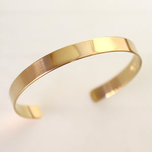 Women Flat Gold Filled Wide Cuff Bracelet - Personalized Bangle for her