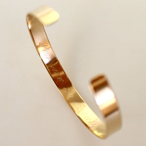 Circle Monogram Gold Cuff Bracelet, Custom Initials Engraved Bangle for her