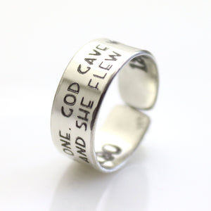 Engraved Sterling Silver Ring - To This One, God Gave Wings. Inspirational Jewelry