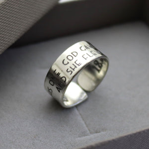 Engraved Sterling Silver Ring - To This One, God Gave Wings. Inspirational Jewelry