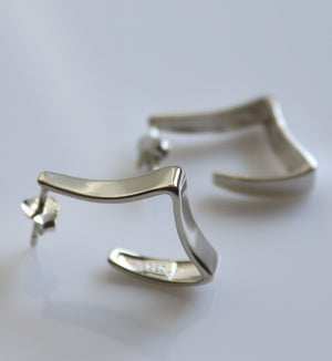 Square Hoop Earrings Men - Sterling Silver Geometric Jewelry for men