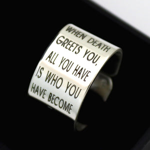 Custom Wide Engraved Band Sterling Silver Ring with Inspirational Quote