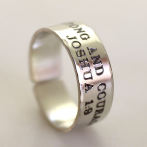 Sterling silver ring with the custom psalm engraving 