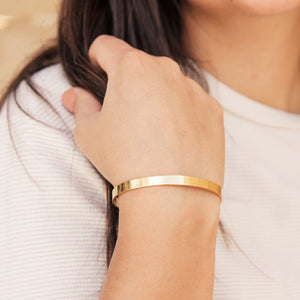 flat gold cuff bracelet for women