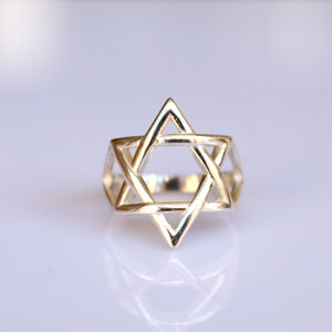 hollow Jewish star ring silver