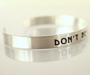 quality sterling silver cuff with engraving text