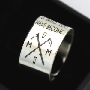 Custom Wide Engraved Band Sterling Silver Ring with Inspirational Quote