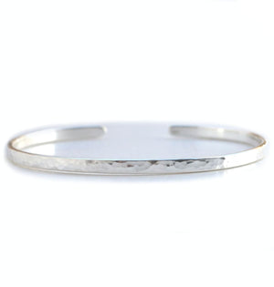 skinny hammered silver cuff bracelet