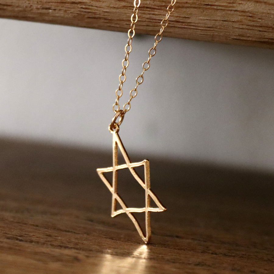 Jewish gift for her - Artisan shaped Jewish star necklace