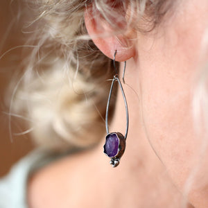 long purple Gemstone earrings