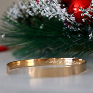 secret message engraved gold bangle bracelet