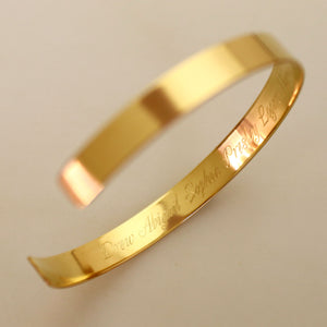 inside engraved names gold bracelet for wife