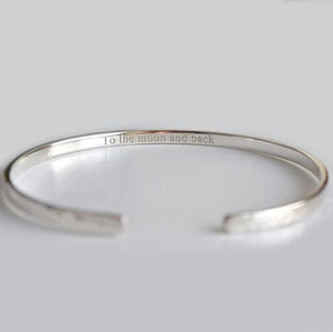 secret message engraved silver cuff bracelet