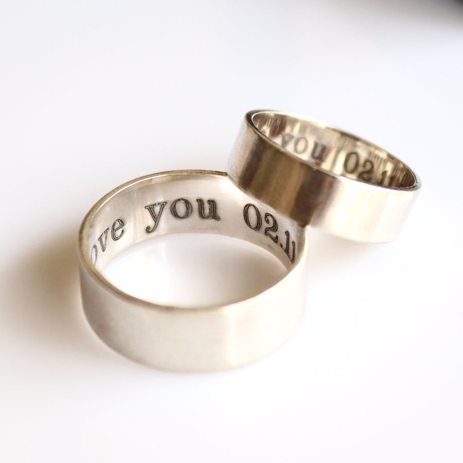 hidden message engraved bands set