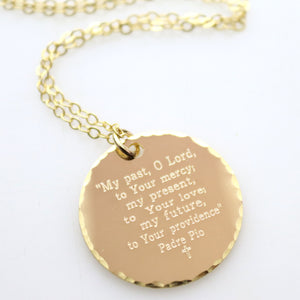 long text engraved round pendant