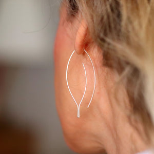 Elegant Leaf Shaped Hoop Earring Handmade Modern Jewelry