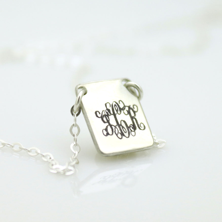 custom  monogram rectangular necklace