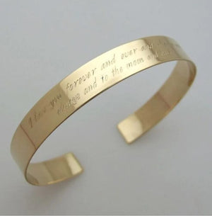 long quote engraved gold filled bangle bracelet