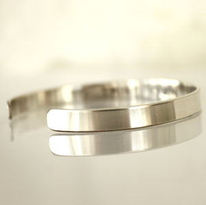 Open silver bangle cuff bracelet