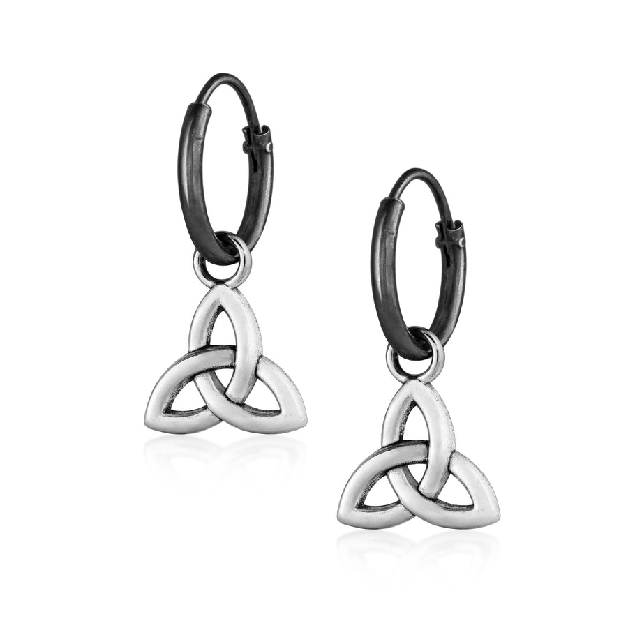 Triquetra Trinity dangle hoop earring