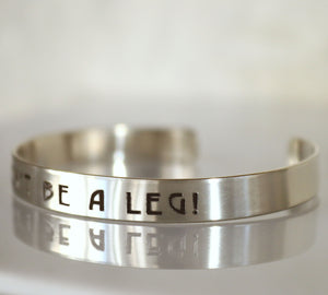 text engraved silver bangle