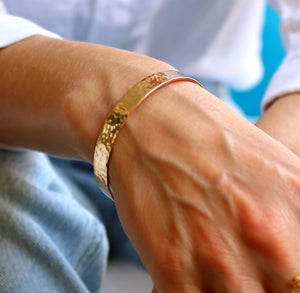 Hammered Gold Bangle bracelet for women