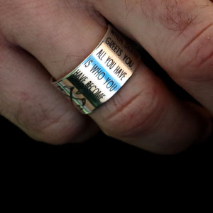 Custom Wide Engraved Band Sterling Silver Ring with Inspirational Quote