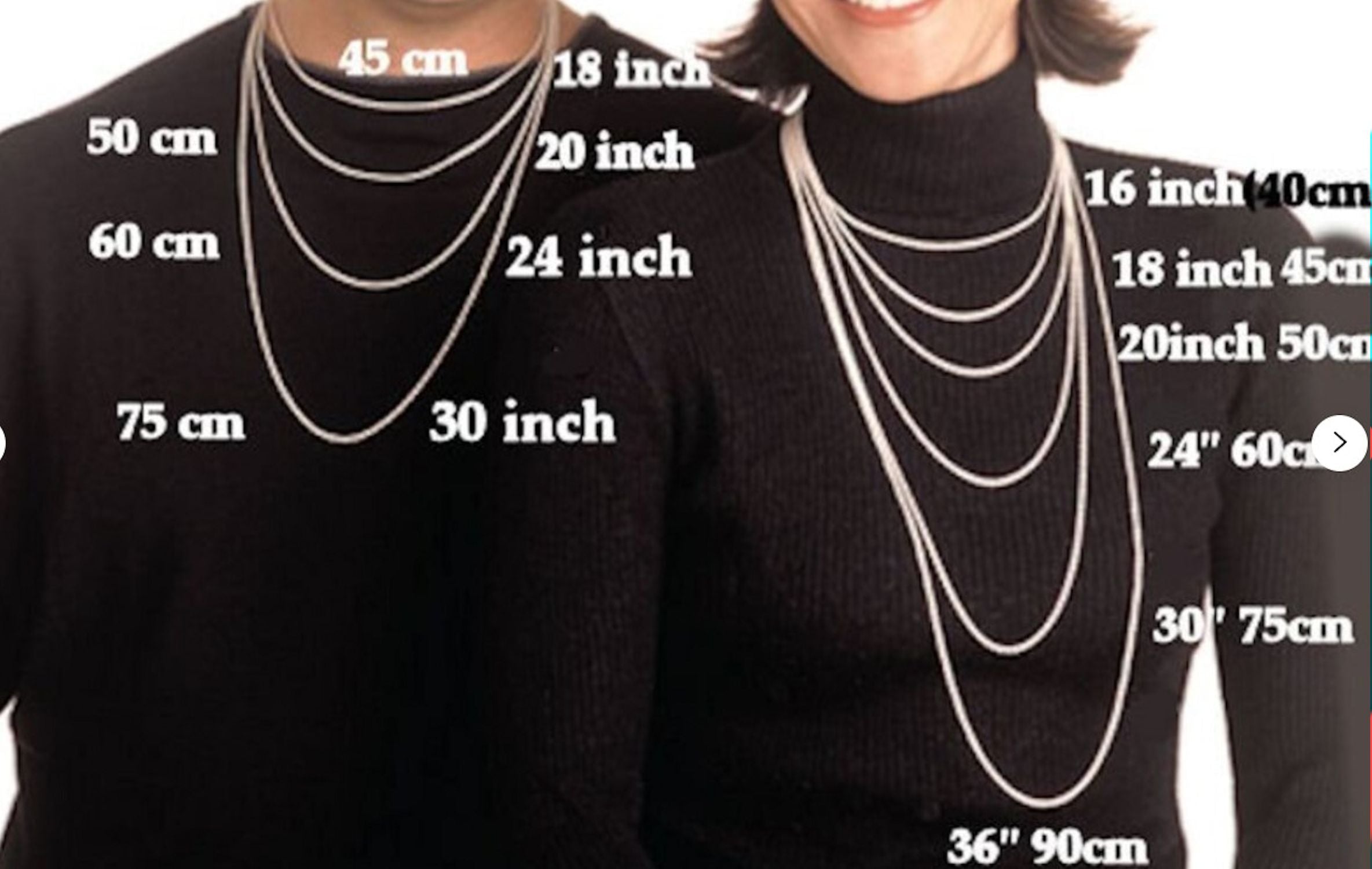 Размер Цепочки на шею для женщин