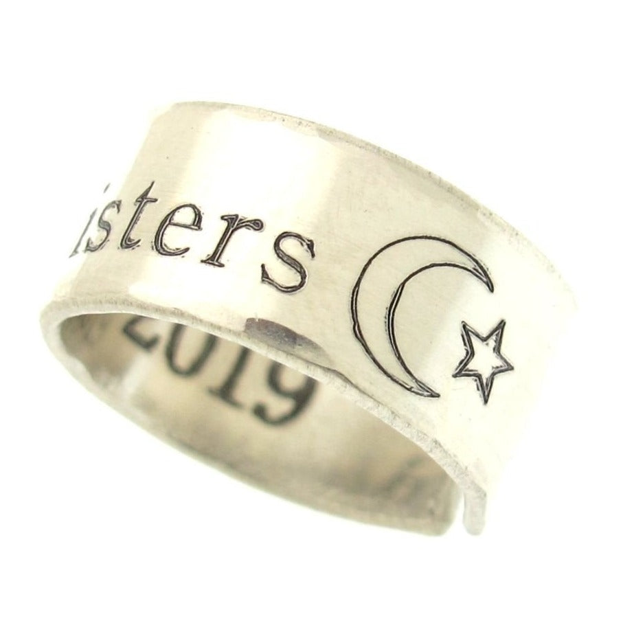 Sterling Silver Crescent Moon Ring with Pearl 6 / N/A