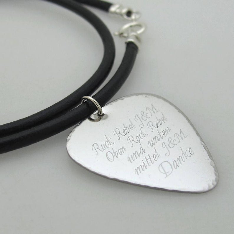 Personalised Guitar Pick Holder Pendant Necklace Free Additional 3 Guitar  Picks Gift Guitarists - CALLIE