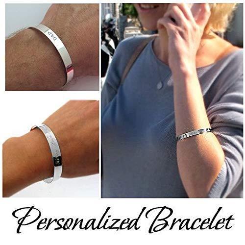 Personalized Bracelet - Anniversary Gift - Custom Sterling Silver Cuff Inside Engraving / Typewriting