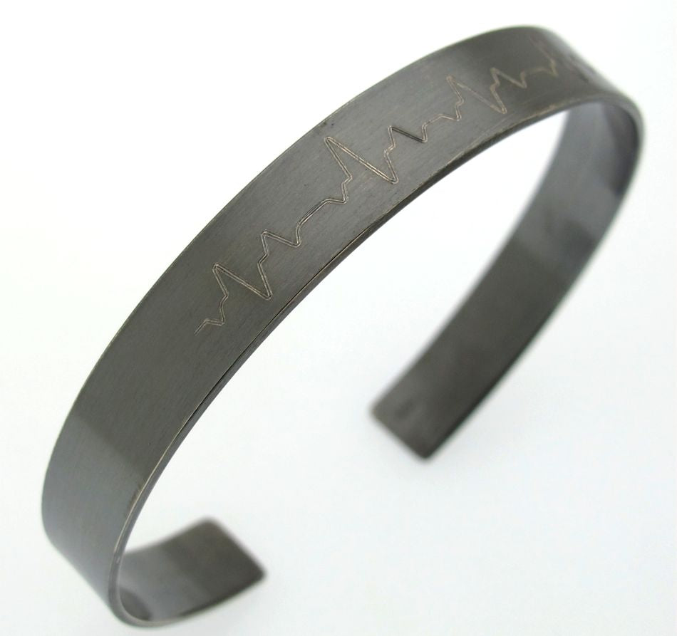 Mens black deals metal cuff bracelet