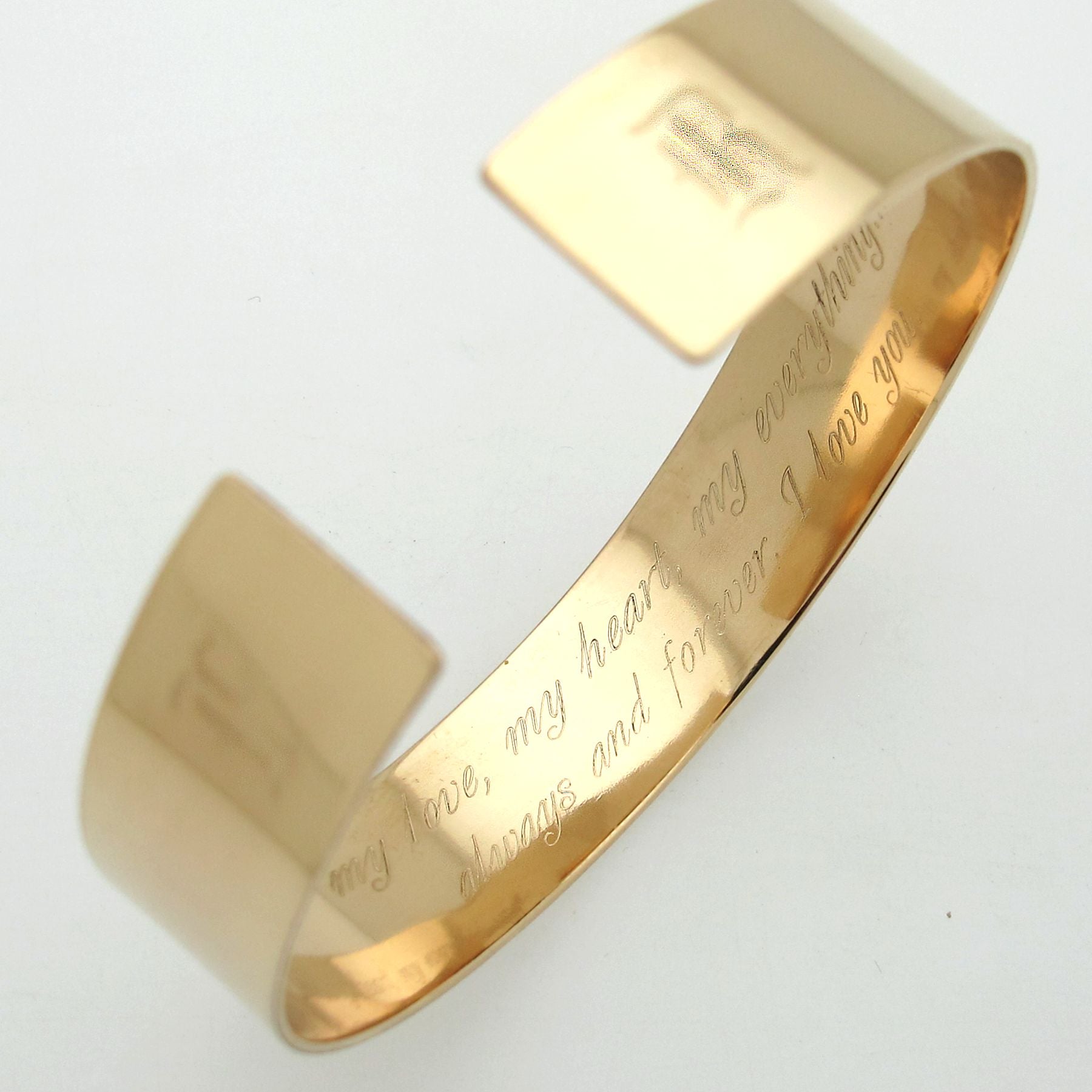 Gold Cuff Bracelet, Anniversary Gift for Husband, Fiance Gift for Him Inside Engraving