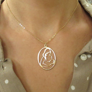 Mother child gold necklace - Mom Gift - Mom Pendant