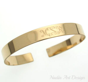 gold initials cuff