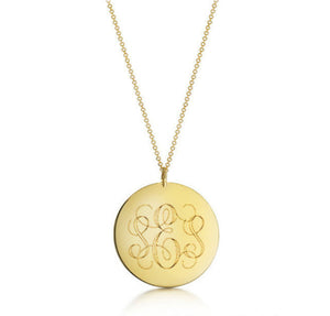 Vine Monogram gold disc pendant