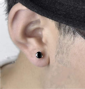 6mm Black Onyx Stud Earrings for Men