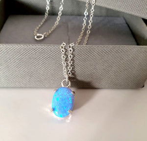 natural blue opal pendant necklace