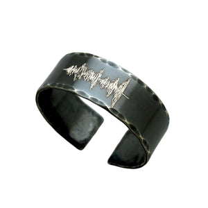 Black band ring with soundwave engraving - voice recording ring