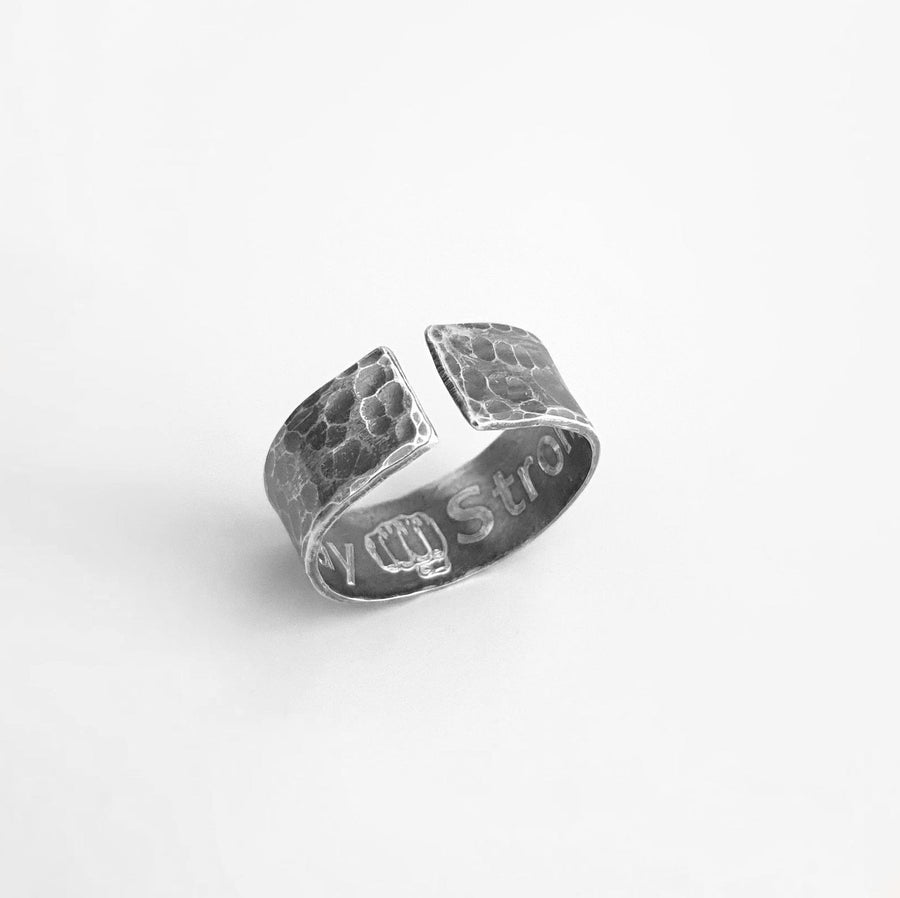 hammered black ring for men - mens rings