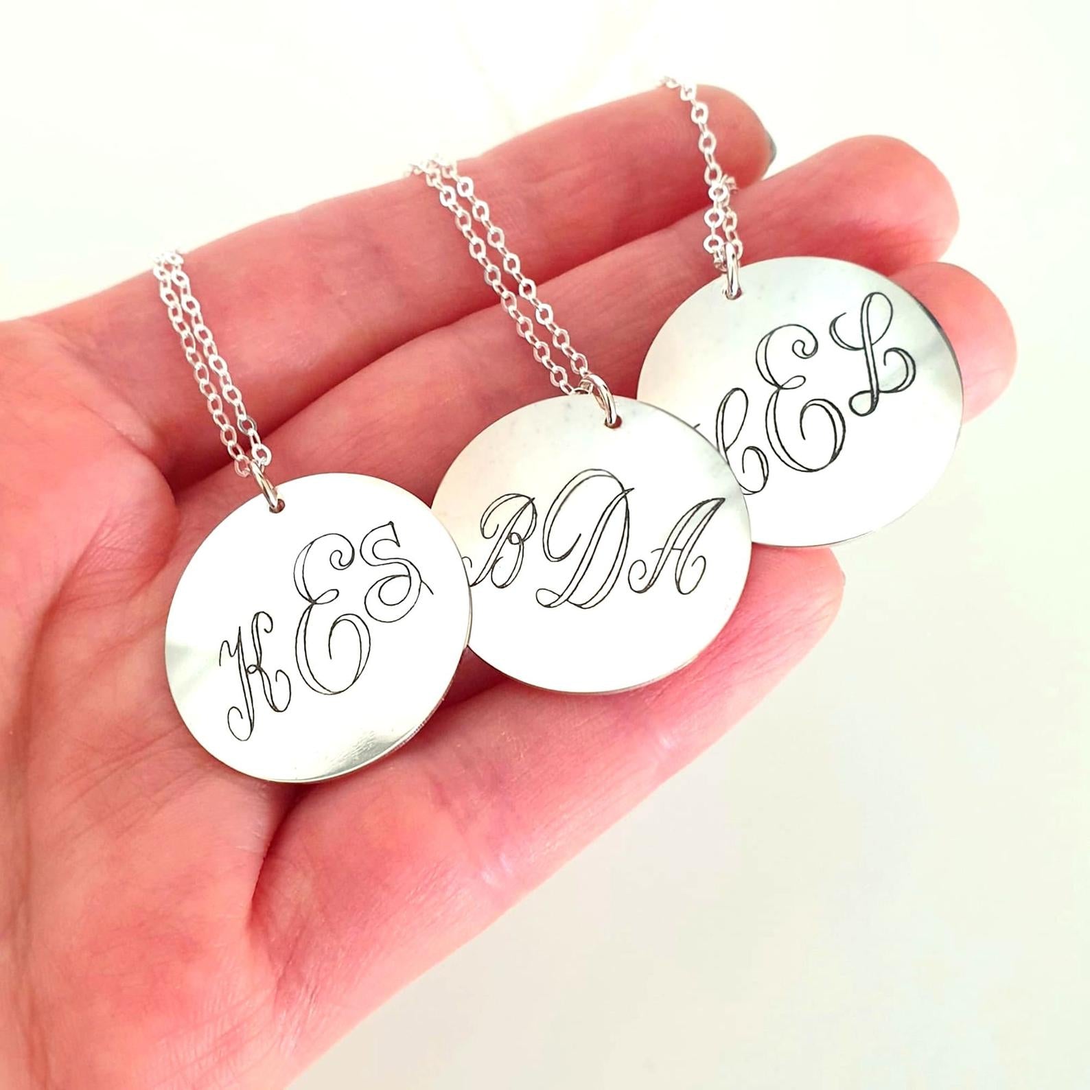 Sterling Silver Custom initials Necklace - Silver