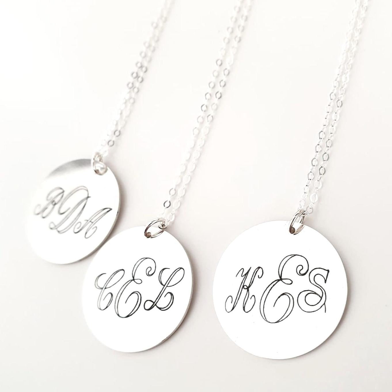 Sterling Silver Custom initials Necklace - Silver