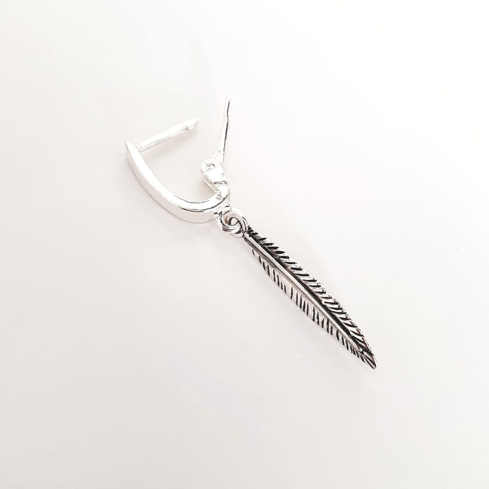 Feather Earrings Men Stainless | Mens Dangle Earrings Feather | Feather  Chain Earrings - Hoop Earrings - Aliexpress