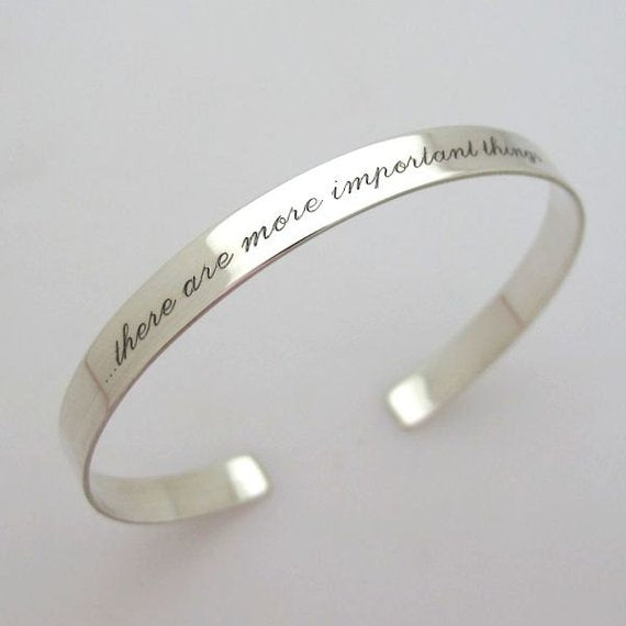 Inspirational You're My Person Message Engraved Thin Cuff Bangle Hook  Bracelet (You're My Person-Silver, Brass)