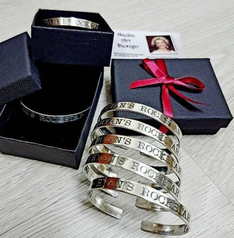 silver bracelets for men engraved